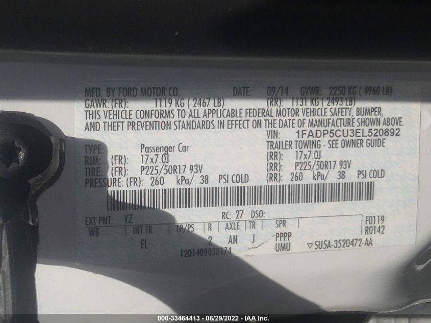 2014 FORD C-MAX ENERGI SEL 1FADP5CU3EL520892
