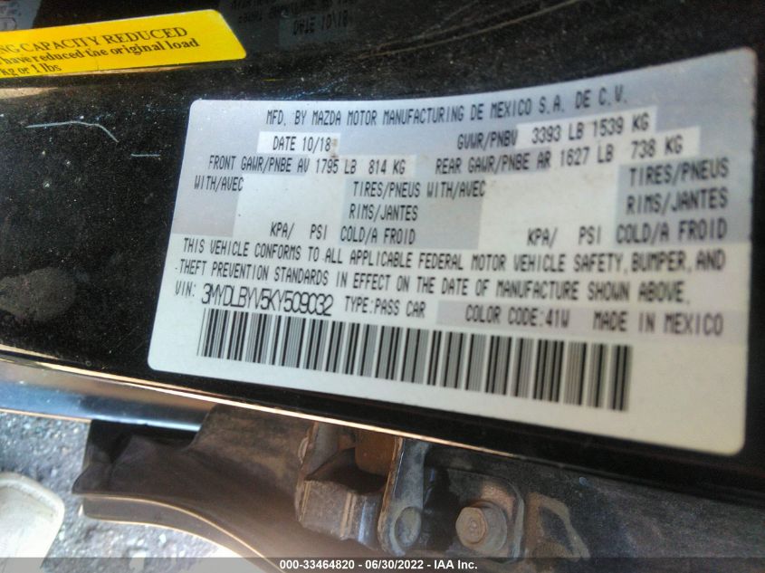 2019 TOYOTA YARIS SEDAN L/LE/XLE 3MYDLBYV5KY509032