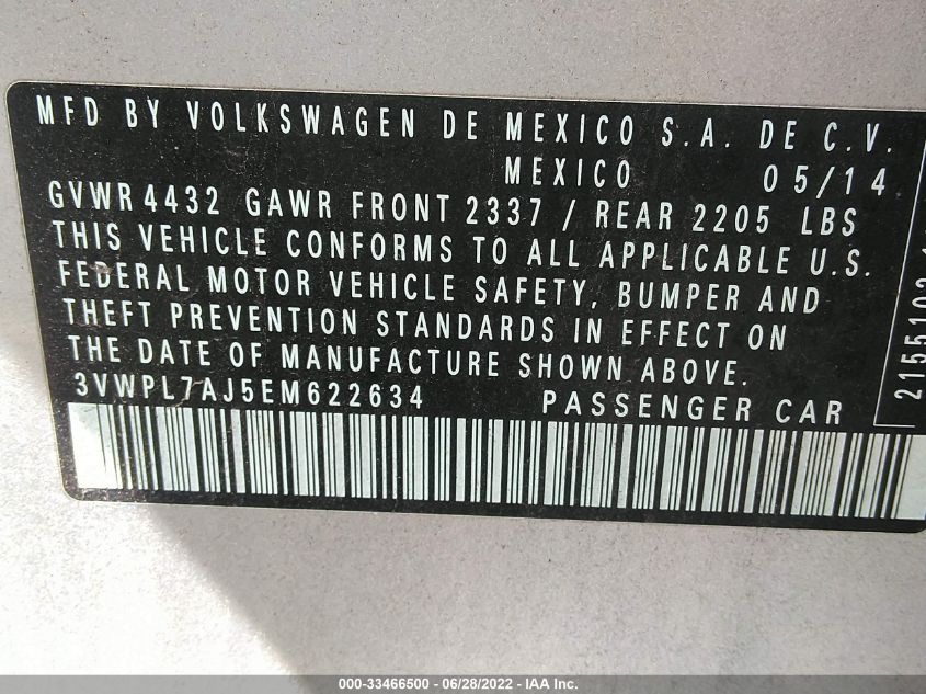 2014 VOLKSWAGEN JETTA SPORTWAGEN TDI 3VWPL7AJ5EM622634