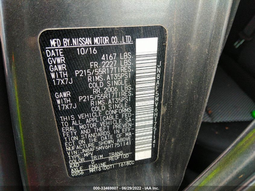 2017 NISSAN JUKE S JN8AF5MV6HT751141