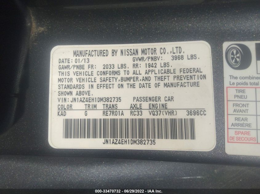 2013 NISSAN 370Z TOURING/NISMO JN1AZ4EH1DM382735
