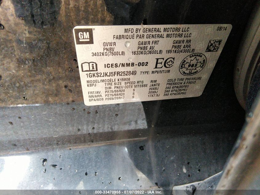 2015 GMC YUKON XL DENALI 1GKS2JKJ5FR252849