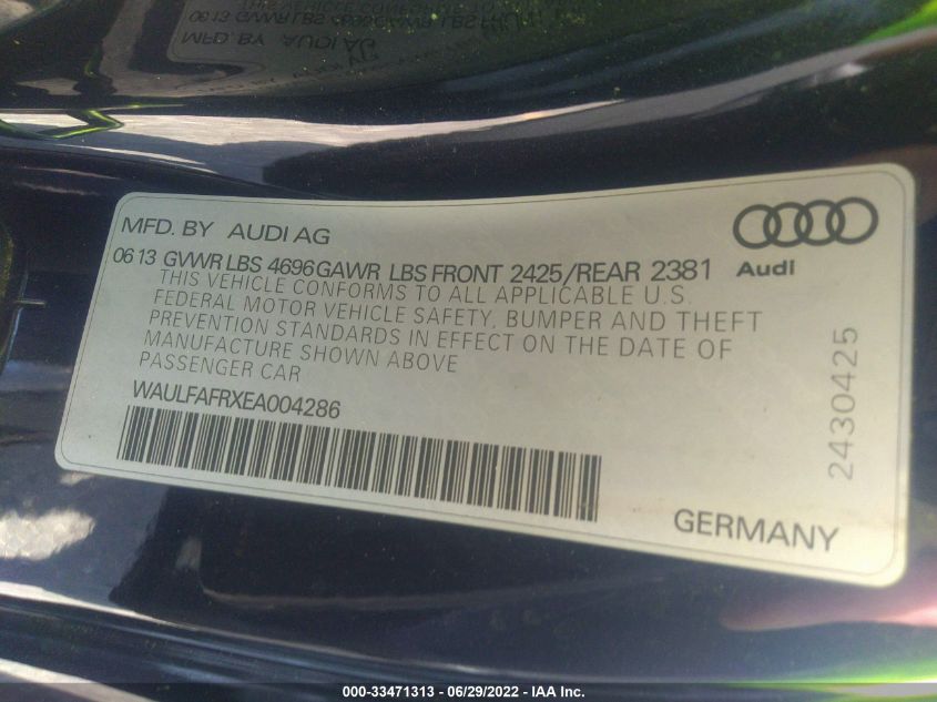 2014 AUDI A5 PREMIUM PLUS WAULFAFRXEA004286