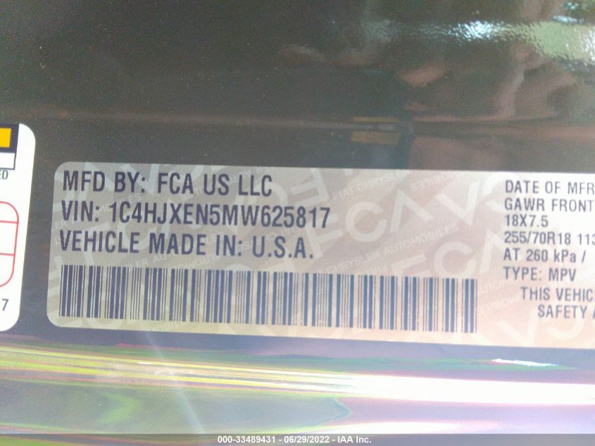 2021 JEEP WRANGLER UNLIMITED SAHARA 1C4HJXEN5MW625817