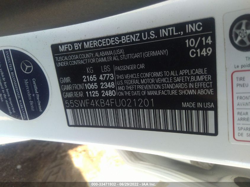 2015 MERCEDES-BENZ C-CLASS C 300 55SWF4KB4FU021201
