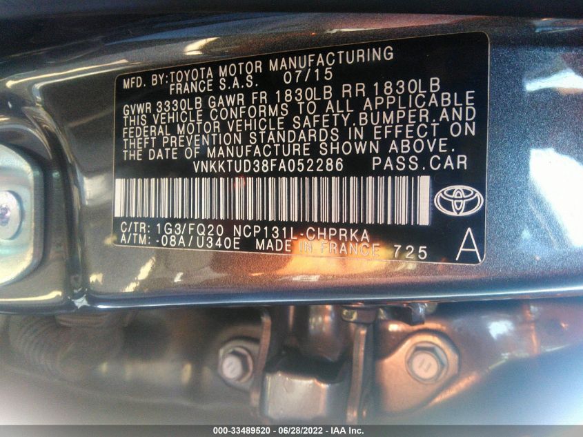 2015 TOYOTA YARIS L/SE/LE VNKKTUD38FA052286