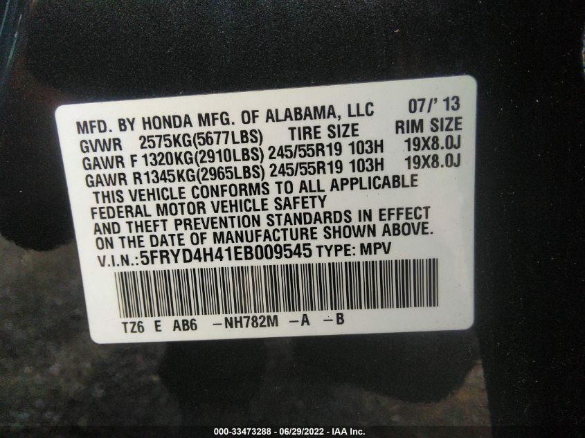2014 ACURA MDX TECHNOLOGY 5FRYD4H41EB009545