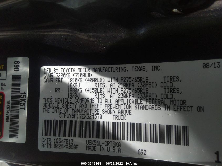 2014 TOYOTA TUNDRA 4WD TRUCK SR5 5TFUY5F17EX324570