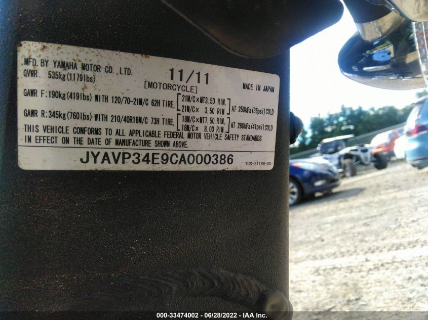 2012 YAMAHA XV1900 CU JYAVP34E9CA000386