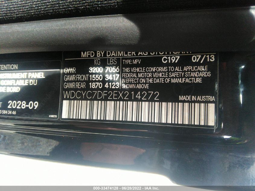 2014 MERCEDES-BENZ G-CLASS 63 AMG WDCYC7DF2EX214272