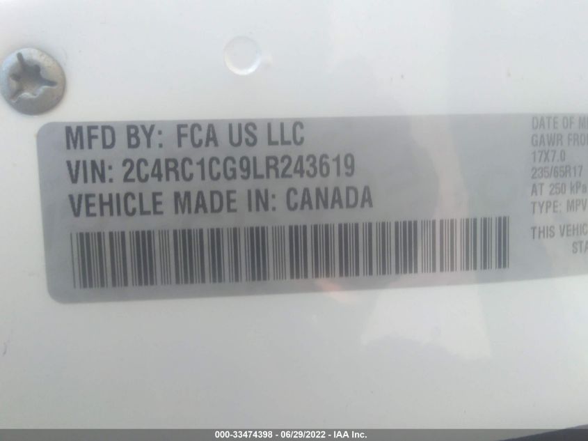 2C4RC1CG9LR243619 Chrysler Voyager LX 9