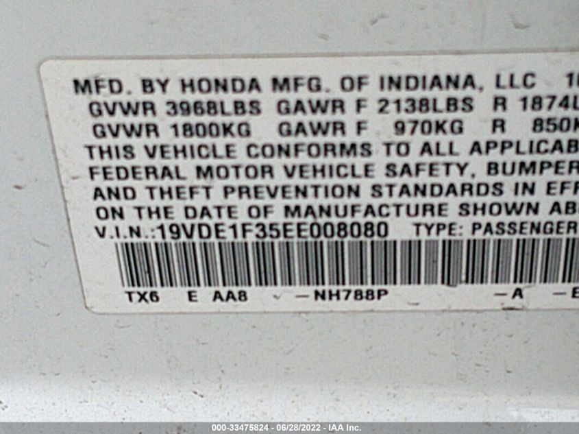 2014 ACURA ILX 19VDE1F35EE008080