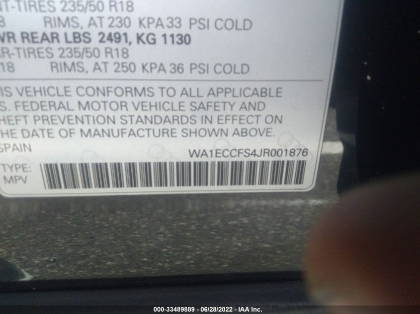 2018 AUDI Q3 PREMIUM/SPORT PREMIUM WA1ECCFS4JR001876