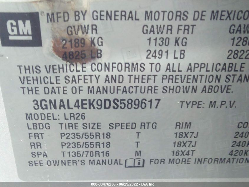 2013 CHEVROLET CAPTIVA SPORT FLEET LTZ 3GNAL4EK9DS589617