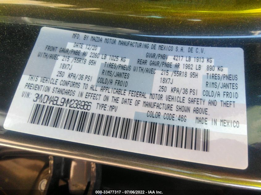 2021 MAZDA CX-30 SELECT 3MVDMABL9MM238966