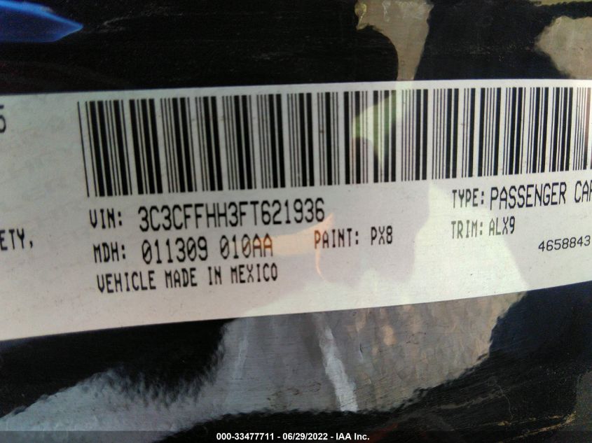 2015 FIAT 500 TURBO 3C3CFFHH3FT621936