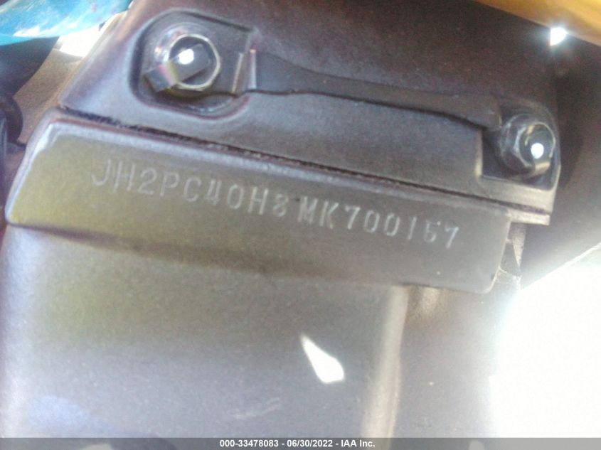 2021 HONDA CBR600 RA JH2PC40H8MK700157