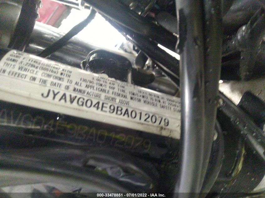 2011 YAMAHA XV250 JYAVG04E9BA012079