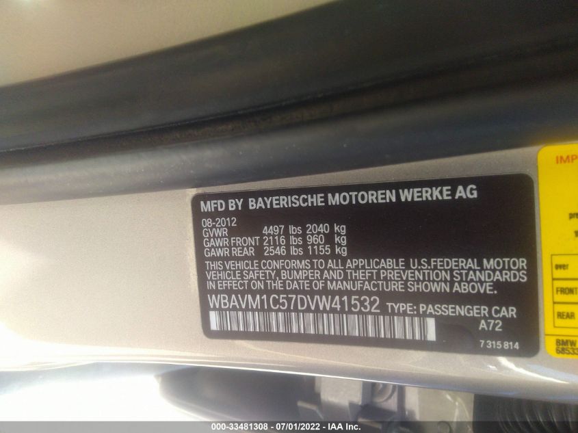 2013 BMW X1 28I WBAVM1C57DVW41532