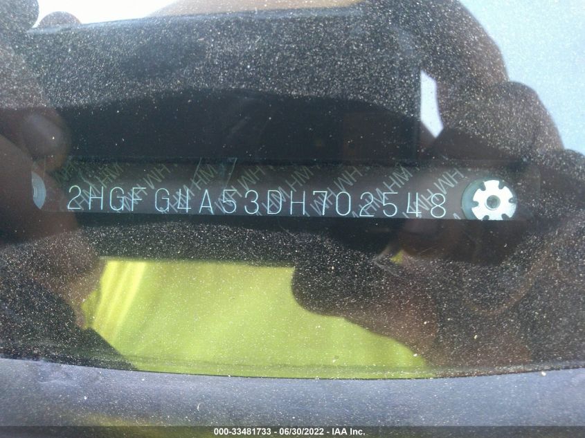2013 HONDA CIVIC CPE SI 2HGFG4A53DH702548