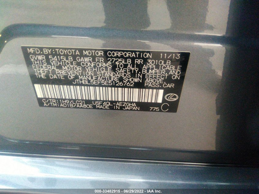 2014 LEXUS LS 460 JTHBL5EF5E5126762