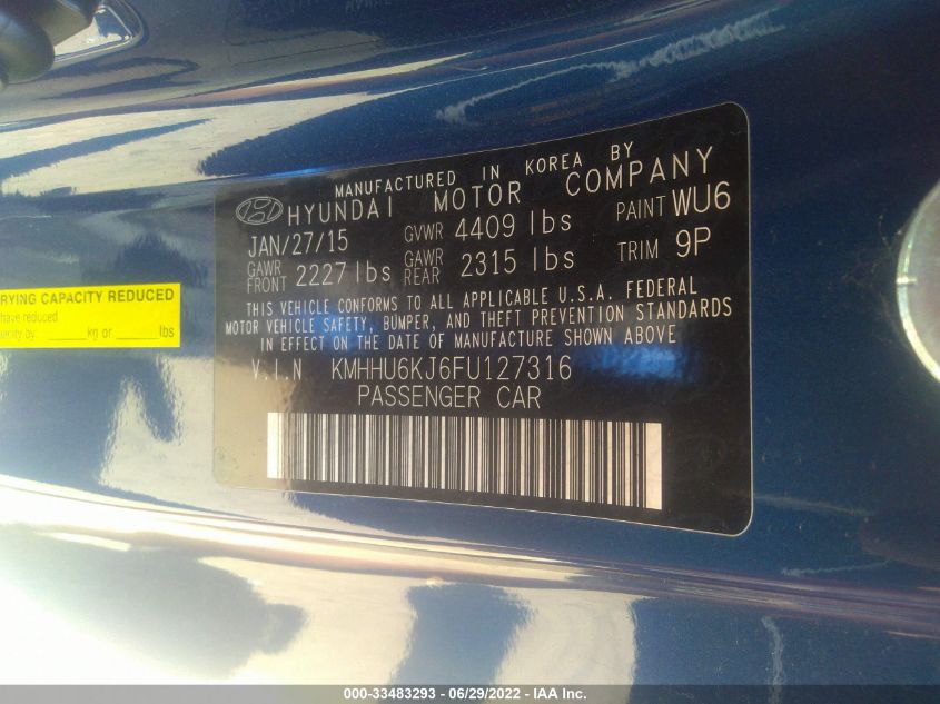 2015 HYUNDAI GENESIS COUPE 3.8L ULTIMATE KMHHU6KJ6FU127316