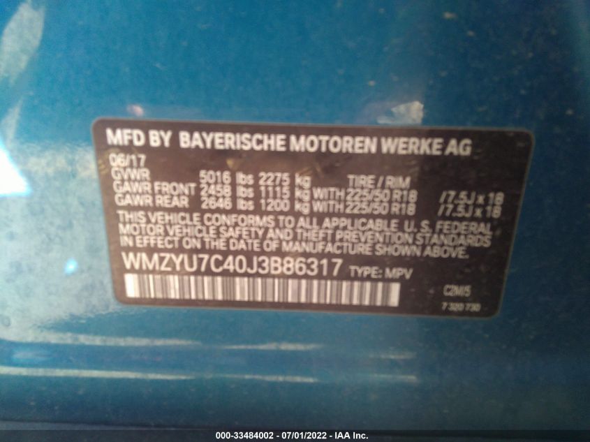 2018 MINI COUNTRYMAN COOPER S E WMZYU7C40J3B86317
