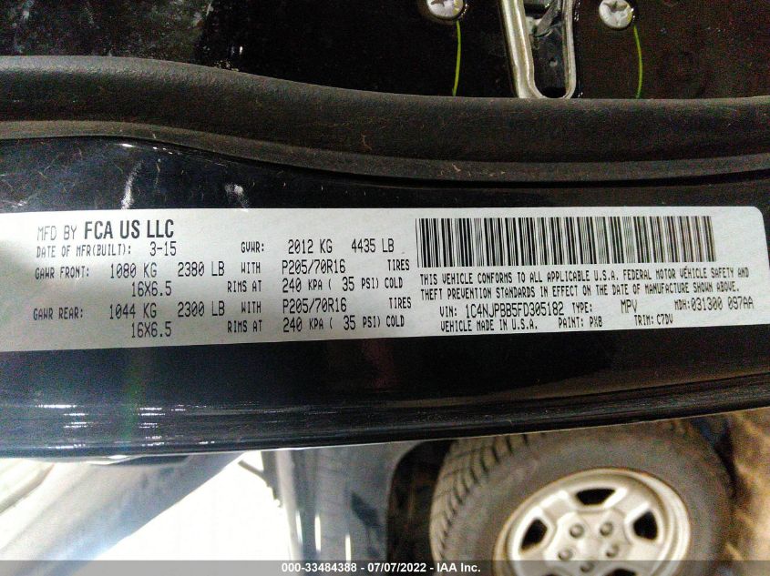 2015 JEEP PATRIOT SPORT 1C4NJPBB5FD305182