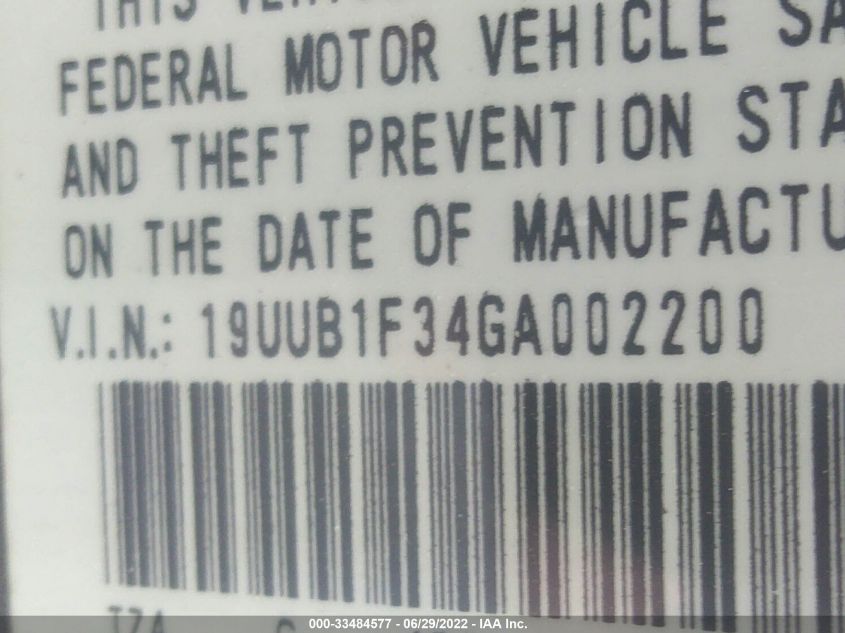 2016 ACURA TLX 19UUB1F34GA002200