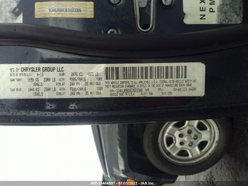 2014 JEEP PATRIOT SPORT 1C4NJRBB3ED523308