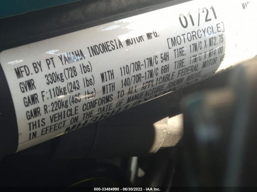 2021 YAMAHA YZFR3 A MH3RH18YXMK007226