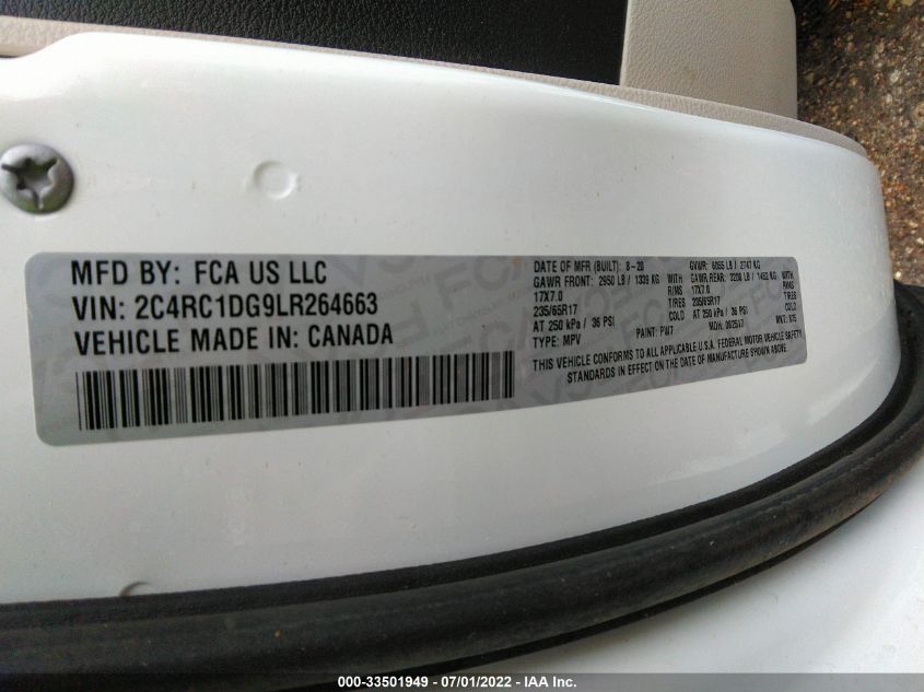 2020 CHRYSLER VOYAGER LXI 2C4RC1DG9LR264663