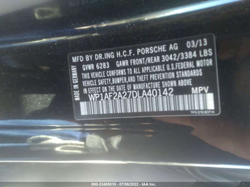 2013 PORSCHE CAYENNE DIESEL WP1AF2A27DLA40142