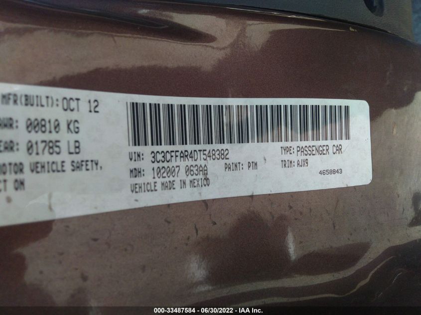 2013 FIAT 500 POP 3C3CFFAR4DT548382