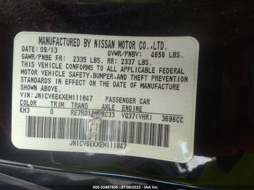 2014 INFINITI Q60 COUPE JOURNEY JN1CV6EKXEM111847