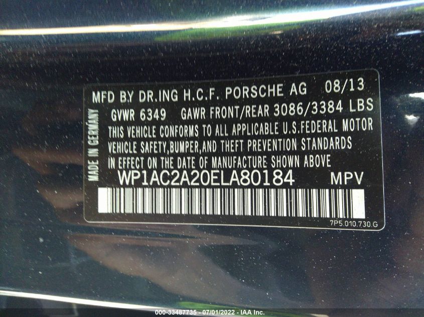 2014 PORSCHE CAYENNE TURBO WP1AC2A20ELA80184