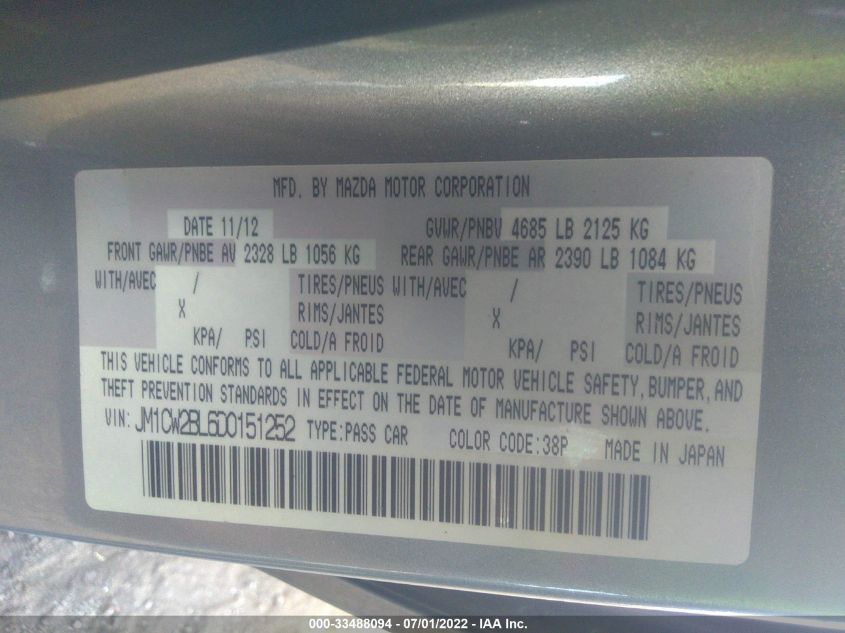 2013 MAZDA MAZDA5 SPORT JM1CW2BL6D0151252