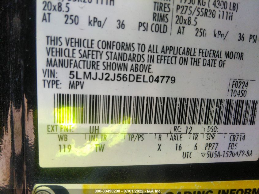 2013 LINCOLN NAVIGATOR 5LMJJ2J56DEL04779