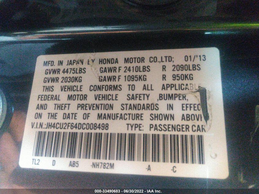 2013 ACURA TSX TECH JH4CU2F64DC008498