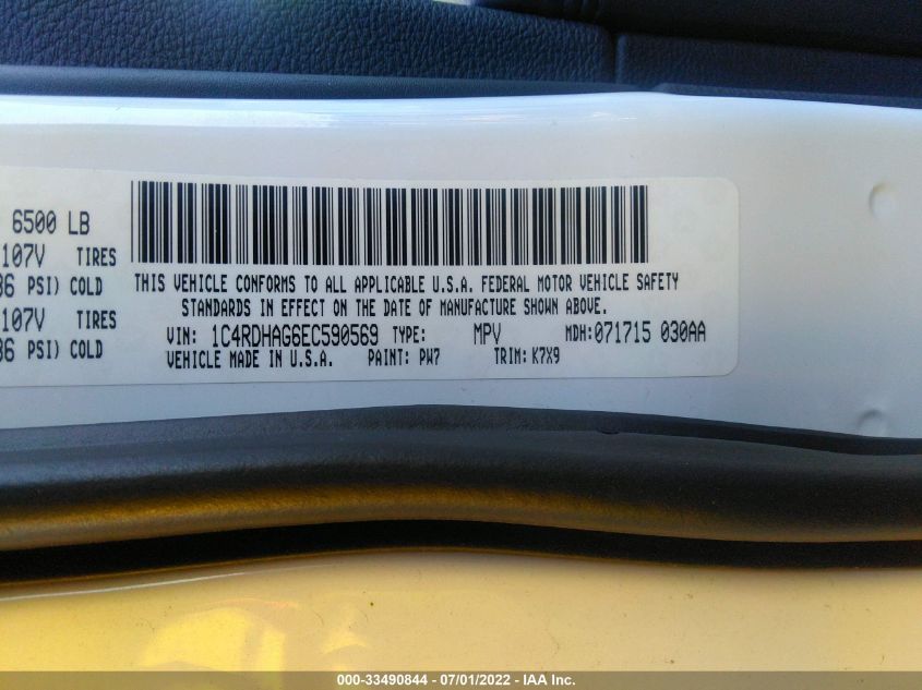 2014 DODGE DURANGO SXT 1C4RDHAG6EC590569