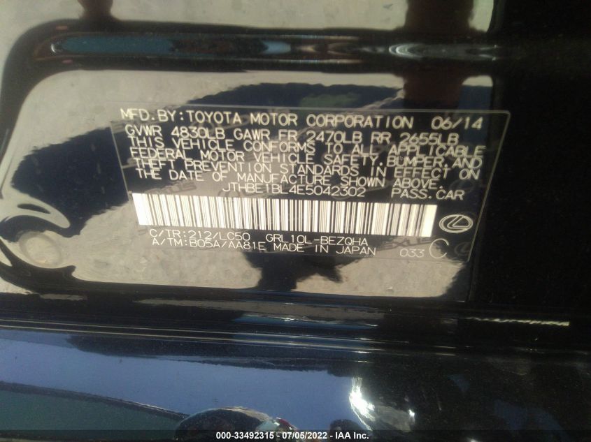 2014 LEXUS GS 350 JTHBE1BL4E5042302