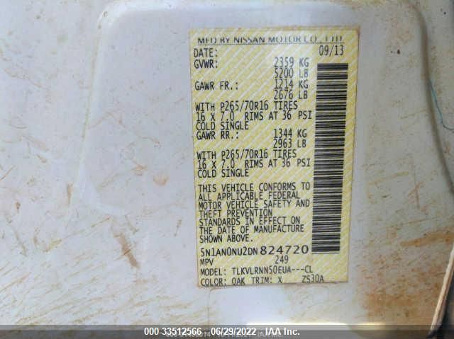 2013 NISSAN XTERRA S 5N1AN0NU2DN824720