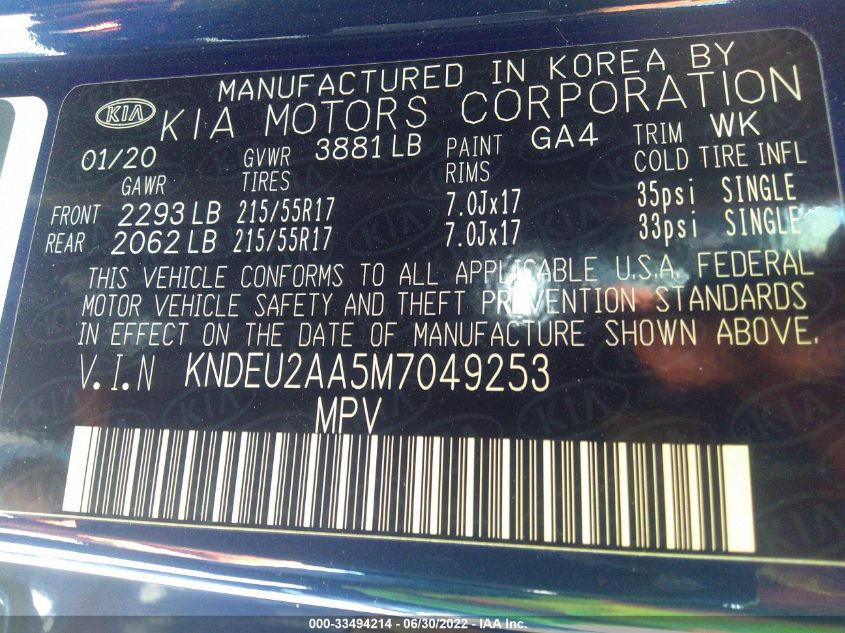 2021 KIA SELTOS S KNDEU2AA5M7049253