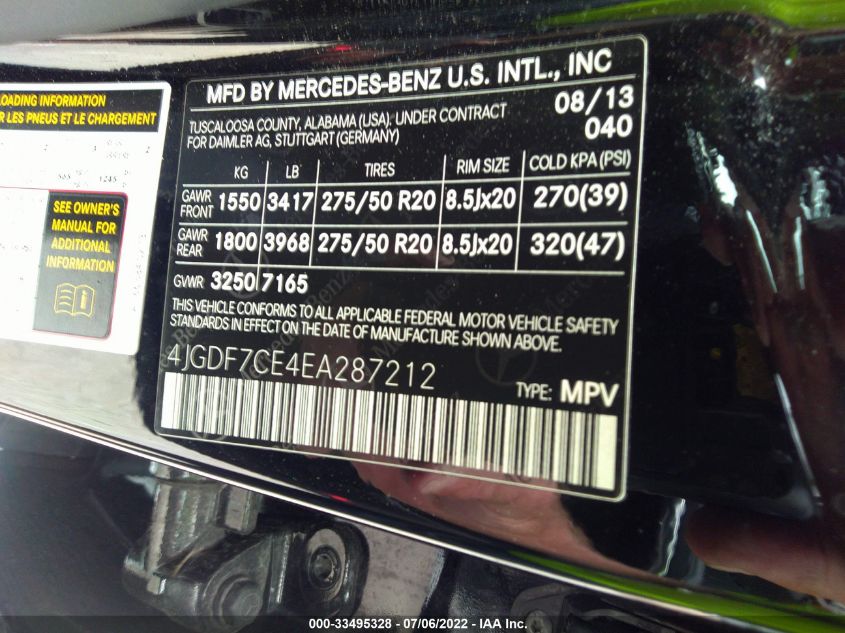 2014 MERCEDES-BENZ GL-CLASS GL450 4JGDF7CE4EA287212