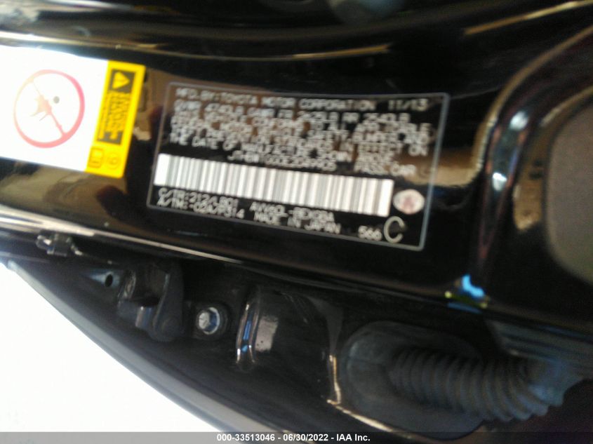 2014 LEXUS ES 300H HYBRID JTHBW1GG0E2049905