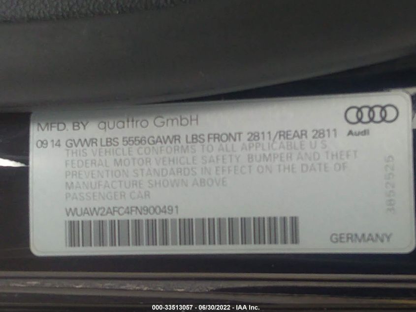 2015 AUDI RS 7 PRESTIGE WUAW2AFC4FN900491