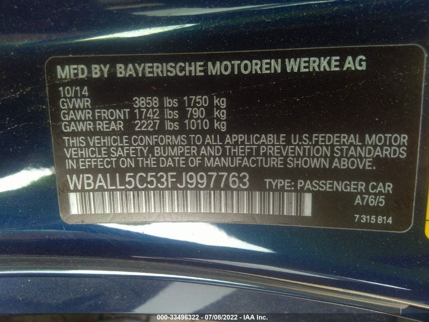 2015 BMW Z4 SDRIVE28I WBALL5C53FJ997763