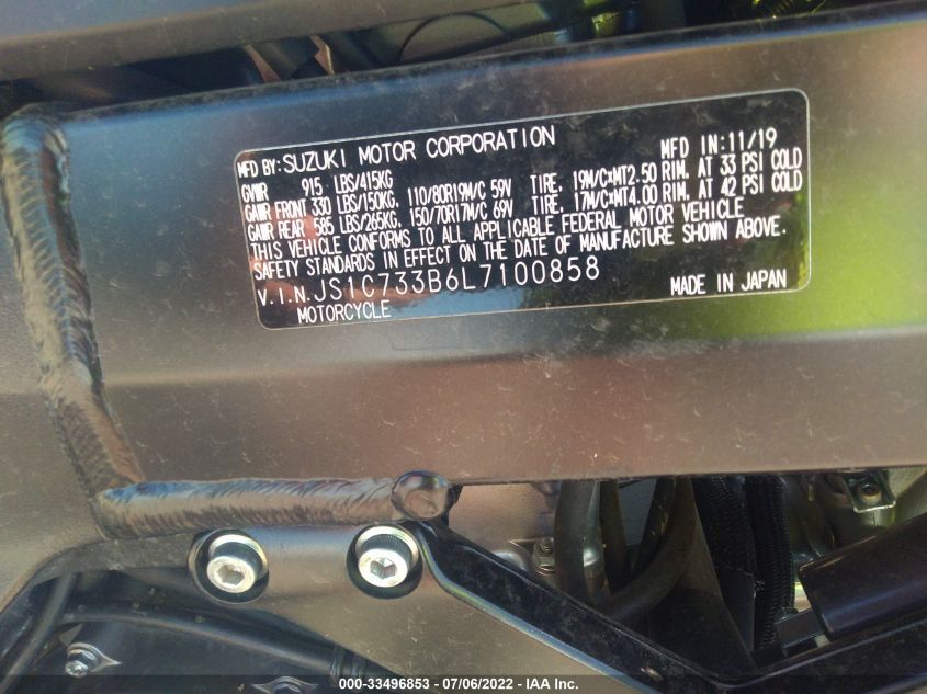 2020 SUZUKI DL650 A/X JS1C733B6L7100858