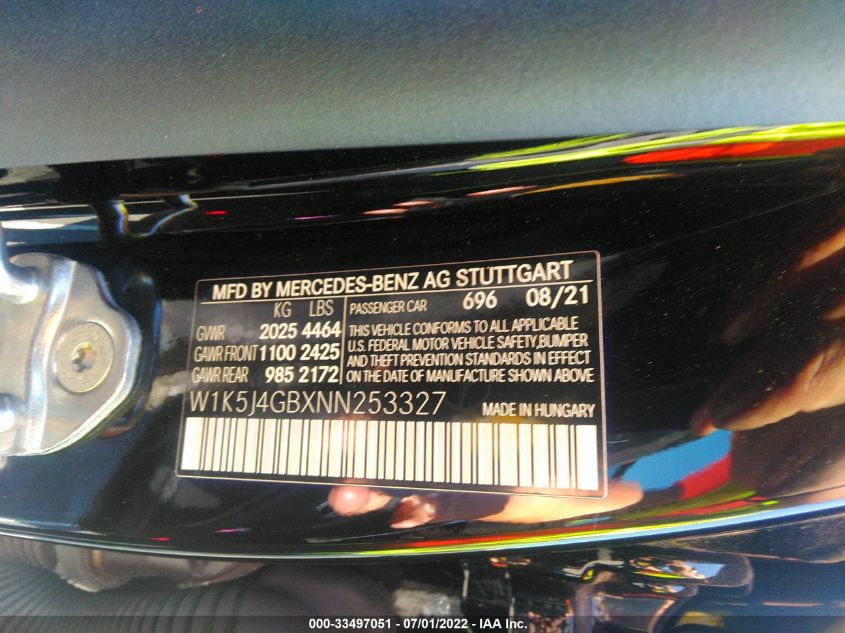 2022 MERCEDES-BENZ CLA CLA 250 W1K5J4GBXNN253327