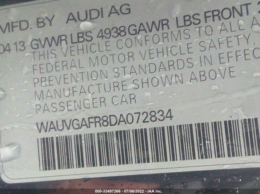 2013 AUDI S5 PRESTIGE WAUVGAFR8DA072834